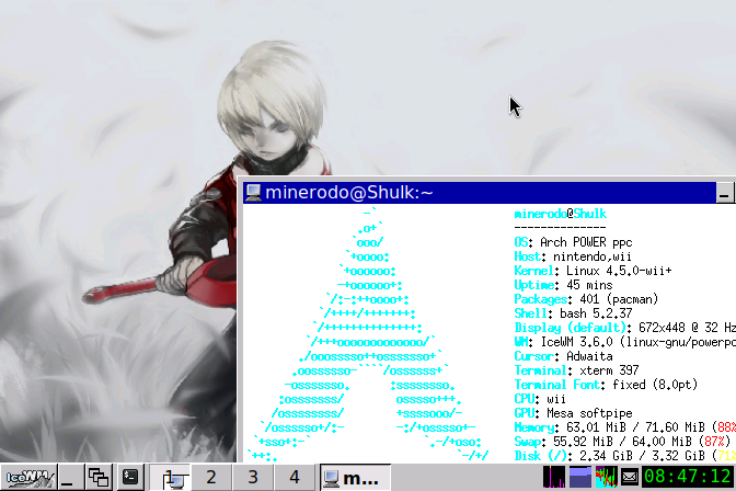 screenshot of a Nintendo Wii running IceWM